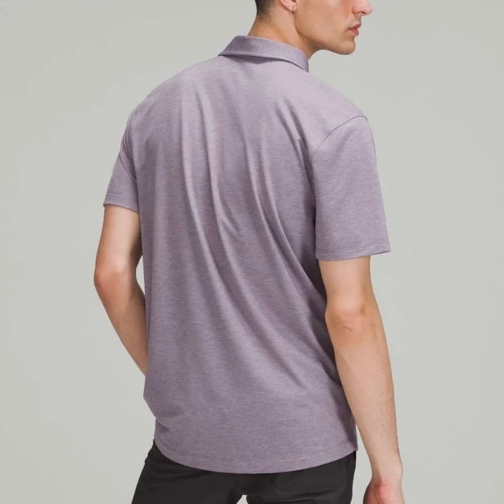 Lululemon Evolution Short Sleeve Polo Heathered Dusky Lavender Mens Small Preppy
